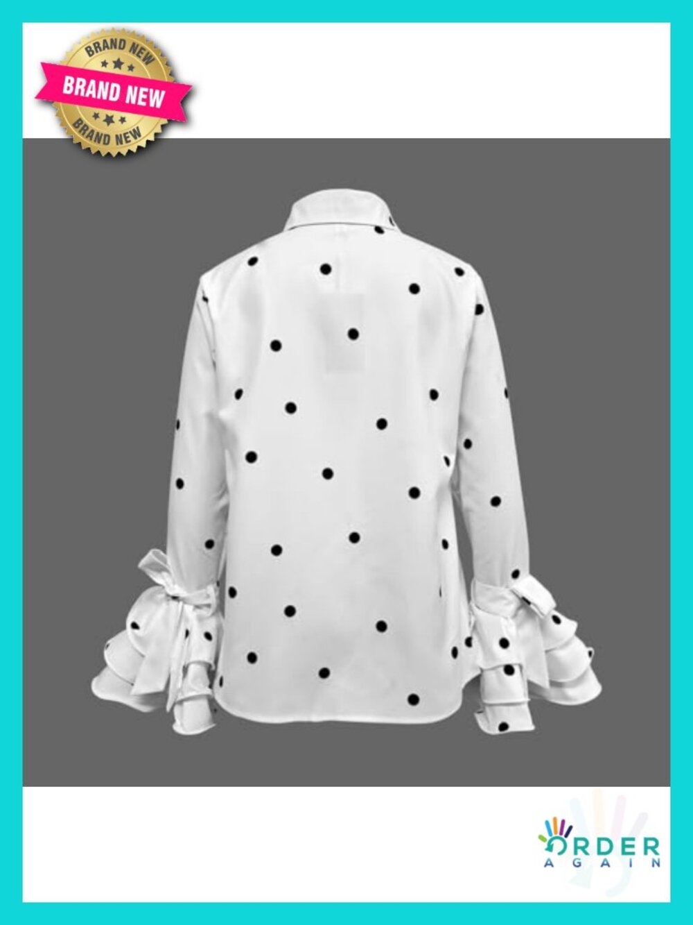 Women's Flowy Long Sleeve Button Down Blouse Office Work Top - Picture 2 of 5
